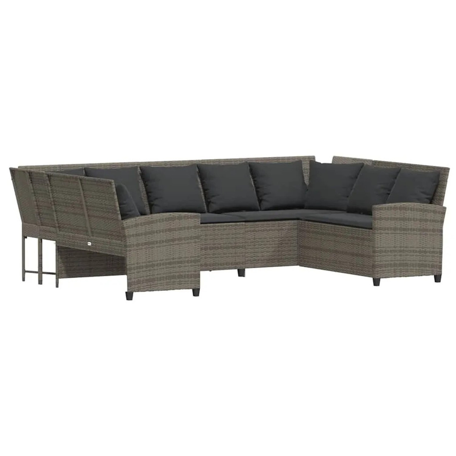 vidaXL Gartensofa L-Form aus Poly Rattan in Grau mit Kissen und abnehmbaren Bezügen - Bild 2
