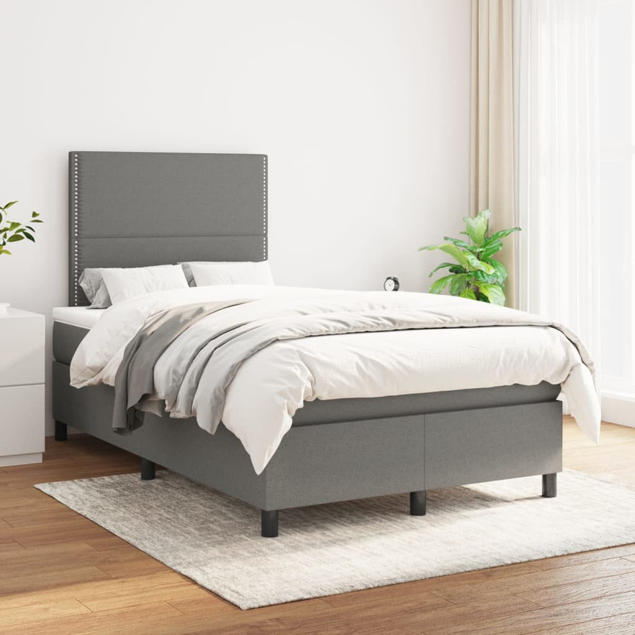 vidaXL Boxspringbett mit Matratze Dunkelgrau B/T: 120 x 200 cm - Bild 2