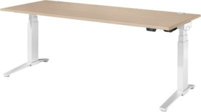 Schäfer Shop Genius ERGOSTYLE S Schreibtisch elektrisch höhenverstellbar, Rechteck, C-Fuß, Eiche/weiß, B: 200 cm, T: 80 cm, H: 63,5-130,5 cm - Bild 1