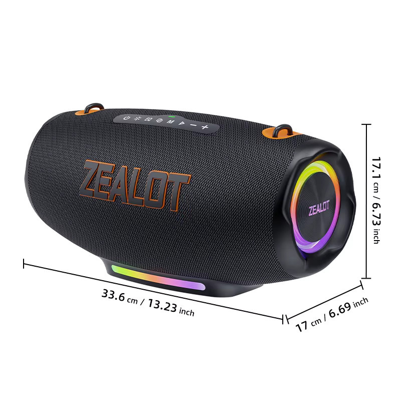 Zealot S127100W Tragbarer kabelloser Subwoofer mit RGB-Licht und 24000-mAh-Akku in Schwarz - Bild 2