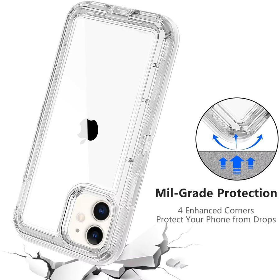 Hybrid Heavy Duty 3-in-1 Stoßfeste Schutzhülle für Apple iPhone in Transparent und Blau - Bild 2
