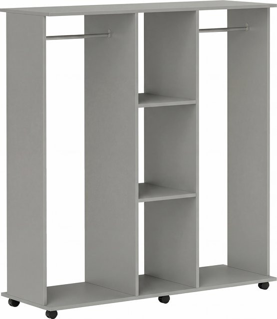 HOMCOM Kleiderschrank mit Kleiderstange und Rollen in Grau, Mobiles Aufbewahrungsmöbel mit Regalfächern, B/T/H: 120 x 40 x 128 cm, Aosom - Bild 1