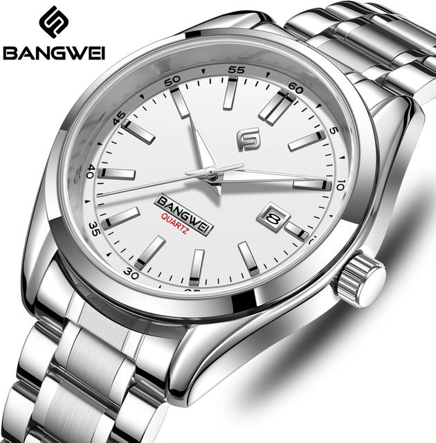 BANGWEI Armbanduhr, Quarz, Edelstahl, Silber, Herren - Bild 1
