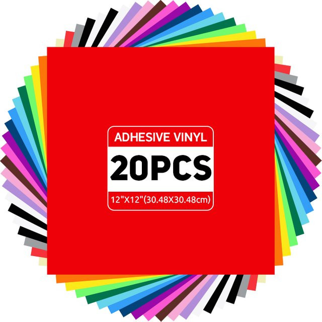 20 Stück selbstklebendes Vinyl in Multicolour für Cricut-Maschinen, 30,5 x 30,5 cm pro Bogen für Scrapbooking, Schilder und Autoaufkleber - Bild 1