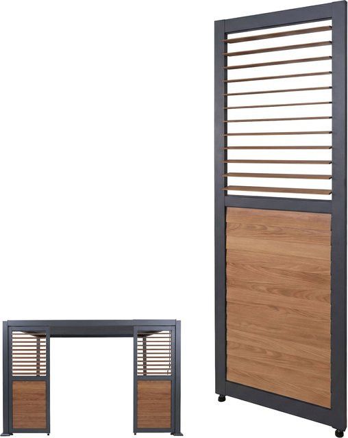 MCW Lamellenwand für Pergola P65 aus Aluminium in Holzoptik Anthrazit, B/H: 68 x 220 cm - Bild 1