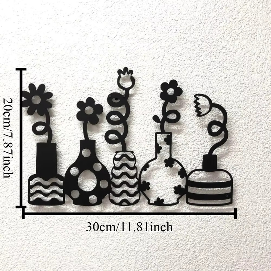 CIFBUY Minimalistische Wandvase aus Metall in Schwarz als moderner Blumenhalter und Kunstobjekt für dein Wohnzimmer oder Büro - Bild 3