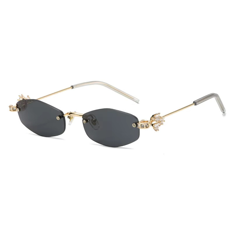 Salutami Sonnenbrille, randlos, quadratisch, Metall, grau, Damen - Bild 2
