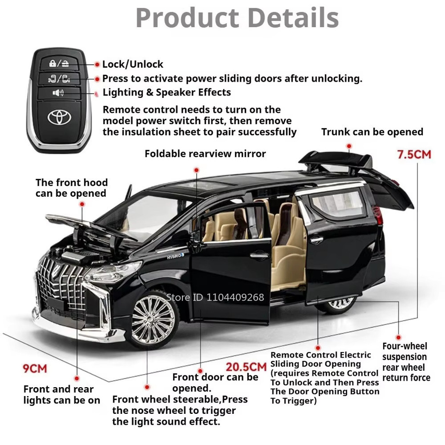MAKEDA Robovan Alphard, Modellauto, 1:24, Metall, mit Licht und Sound - Bild 2