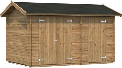 Palmako Jari Gartenhaus aus Fichtenholz in Braun mit Satteldach und Blockbohlenbauweise B/H/T: 440 x 251 x 240 cm - Bild 2