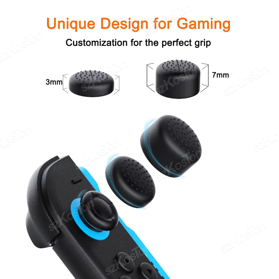 4er-Set Silikon Daumen Griffe Kappen für Nintendo Switch als rutschfeste Joystick Abdeckung in Schwarz - Bild 5