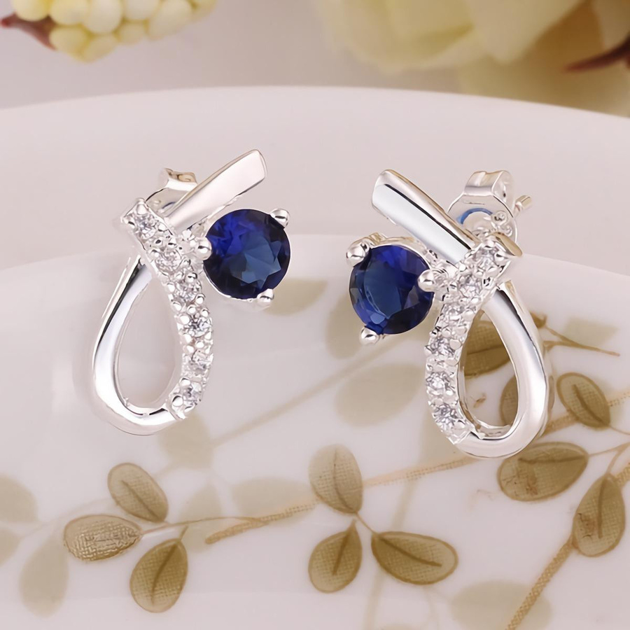 Wucifang Jewelry Ohrstecker, 925 Silber, Zirkonia, Kristall, Damen - Bild 5