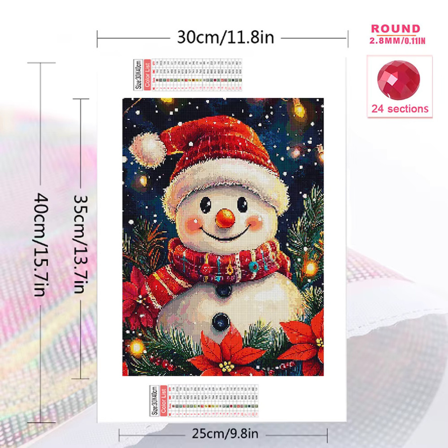 Evershine 5D DIY Diamant Mosaik Schneemann, Diamant Malerei, Winter Landschaft Bild - Bild 2