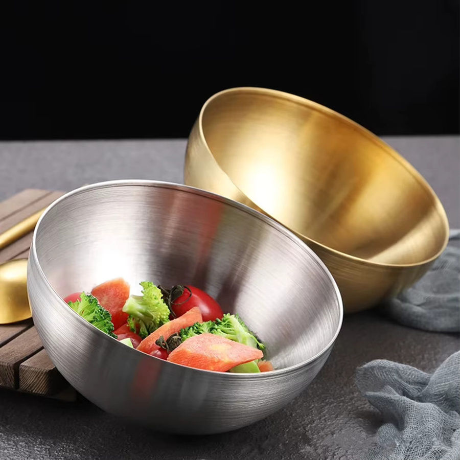 LEENKEA Salatschüssel aus Edelstahl in Gold und Silber für Obst, Salat, Suppe oder Nudeln - Bild 5