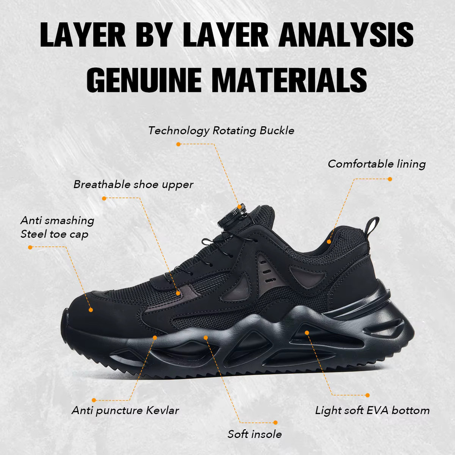 Kankeirr Herren-Arbeitsstiefel mit Stahlkappe in Schwarz - Bild 4