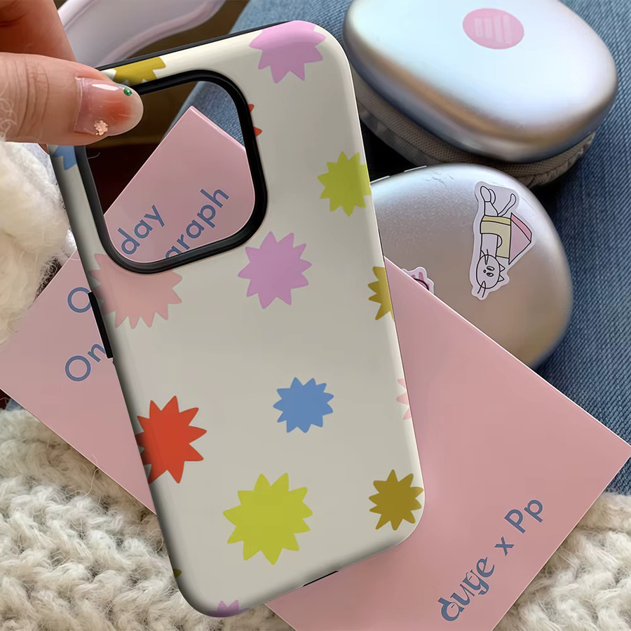 Bunte Starbursts Handyhülle für Apple iPhone 17 16 15 14 13 12 11 Pro Max Plus mit doppelschichtiger Rückseite in Multicolour - Bild 3