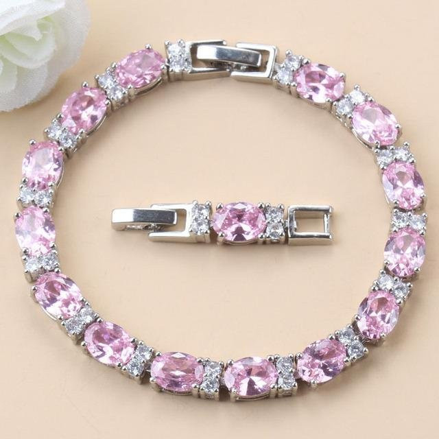 Wucifang Jewelry Armreif 925 Silber, Zirkonia, Roségold, Damen, 18cm - Bild 1