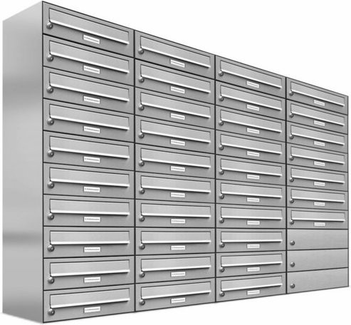 AL Briefkasten-System für 37 Parteien, Aufputzmontage, silberfarben, B/H/T: 153,2 x 115 x 27,5 cm - Bild 1