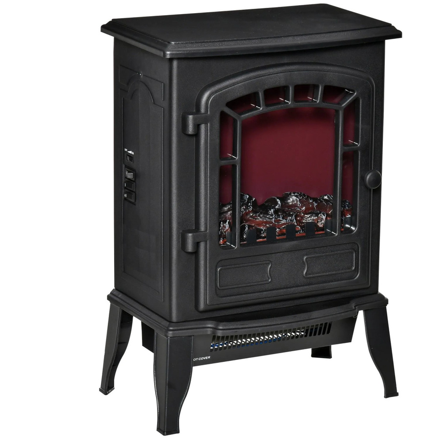 HOMCOM Elektrokamin aus Kunststoff und Glas in Schwarz, B: 24 cm, T: 24 cm, H: 56,5 cm - Bild 2