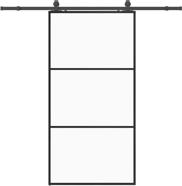 vidaXL Schiebetür aus ESG-Glas in Schwarz mit Beschlag, modern, B/H: 102 x 205 cm - Bild 1