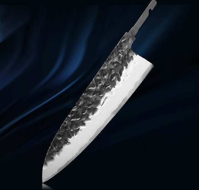 HUAYIGRAND 8,2-Zoll Chefmesser aus dreischichtigem Verbundstahl, handgeschmiedete leere Klinge in Silber, Full Tang für DIY-Projekte - Bild 1