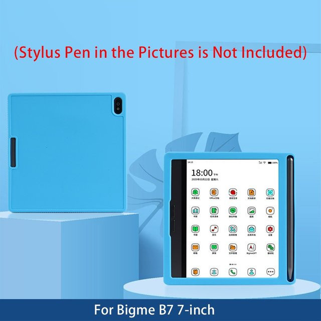 Stoßfeste Silikonhülle für Bigme B7 eBook Slim 7 Zoll mit Stifthalter in Schwarz oder Blau - Bild 1