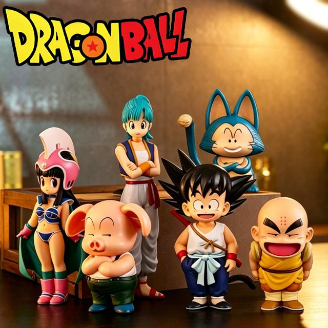 Bandai Dragon Ball Son Goku Chichi Bulma Krillin Oolong Puar Actionfiguren, Kunststoff, Bunt / Mehrfarbig - Bild 1