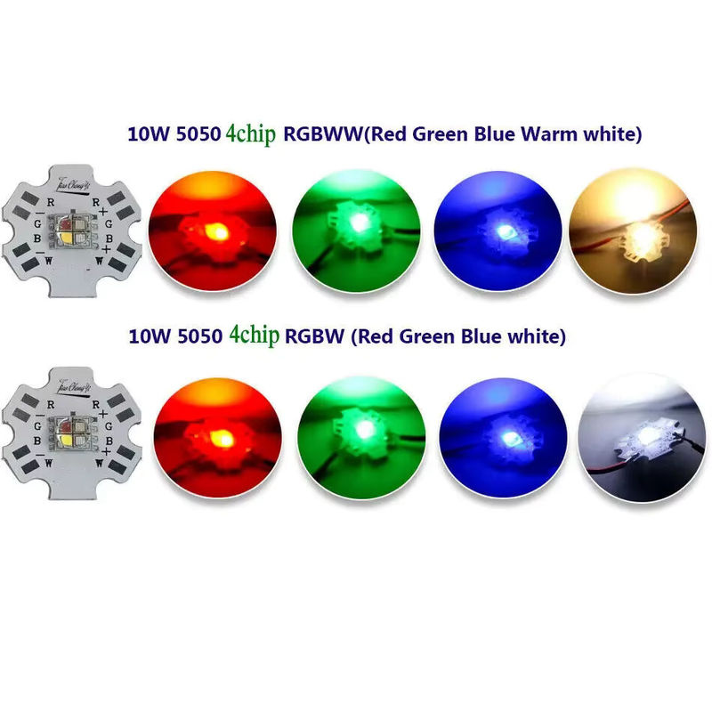 TiaoChongYi 10 Stück RGBW RGBWW Hochleistungs-LED-Leuchtdiodenchips 5050 mit 20 mm Aluminium-Leiterplatte in Multicolour - Bild 2