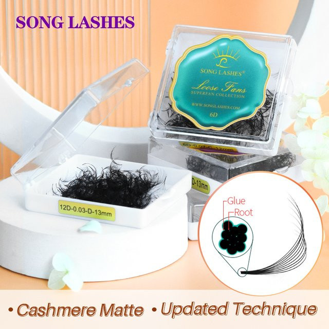 Song Lashes 10D Pointy Base Vorgefertigte Fächer, Black, Unisex - Bild 1