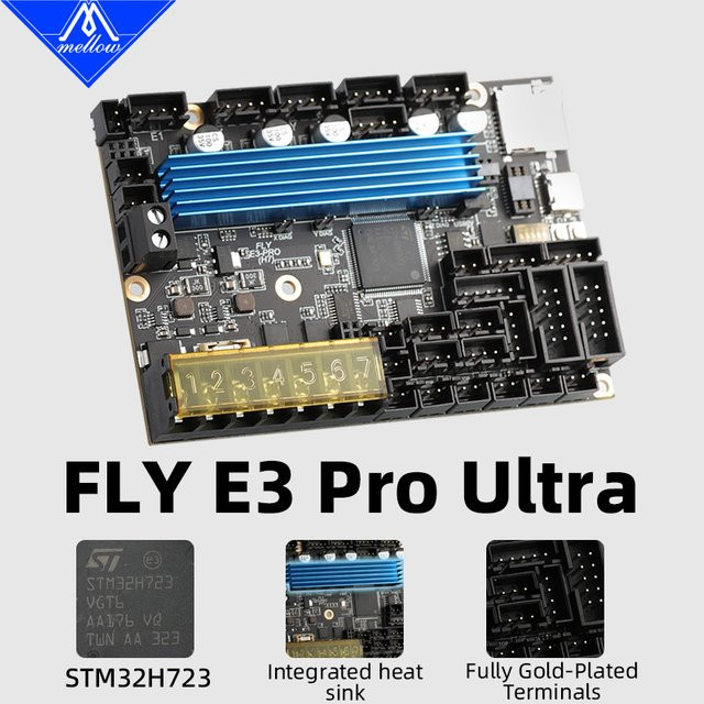 Top Mellow FLY E3 PRO H723 Ultra Control Board mit 5 Achsen und 550 MHz für Klipper und RRF 3D-Drucker inklusive TMC2209 Treiber - Bild 1