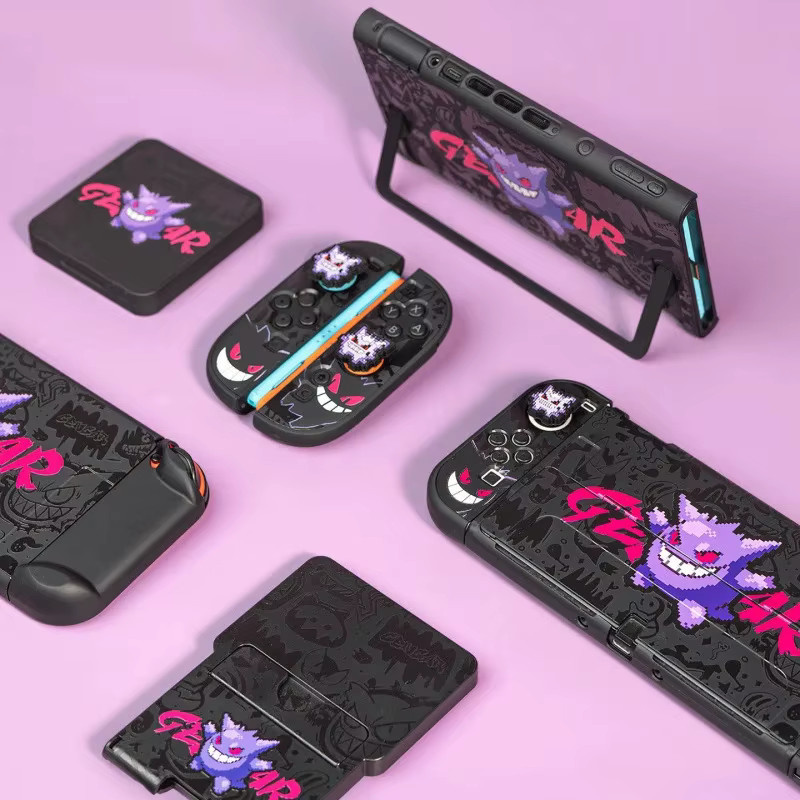 Bandai Nintendo Switch Zubehör-Set mit Anime Gengar Reise-Bundle, Hartschalen-Schutzhülle und JoyCon-Hüllen, Mehrfarbig - Bild 3