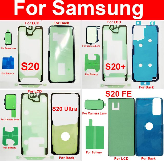 Samsung Galaxy S20 S20 Plus S20 Ultra S20 FE Ersatz Gehäuse Set mit LCD Bildschirm Rückseite Batterie Abdeckung und Kamera Objektiv inklusive Wasserdicht Klebstoff Aufkleber - Bild 1