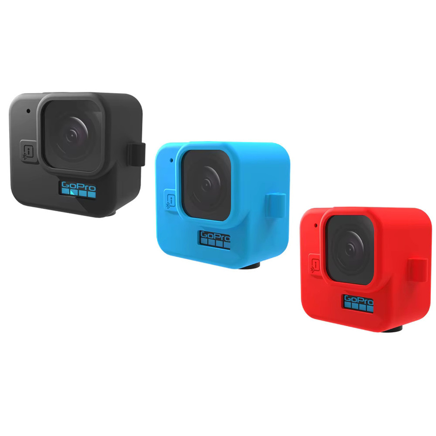 Schutzhülle aus Silikon und Objektivschutz aus gehärtetem Glas für GoPro Hero 11 Mini in Schwarz - Bild 3
