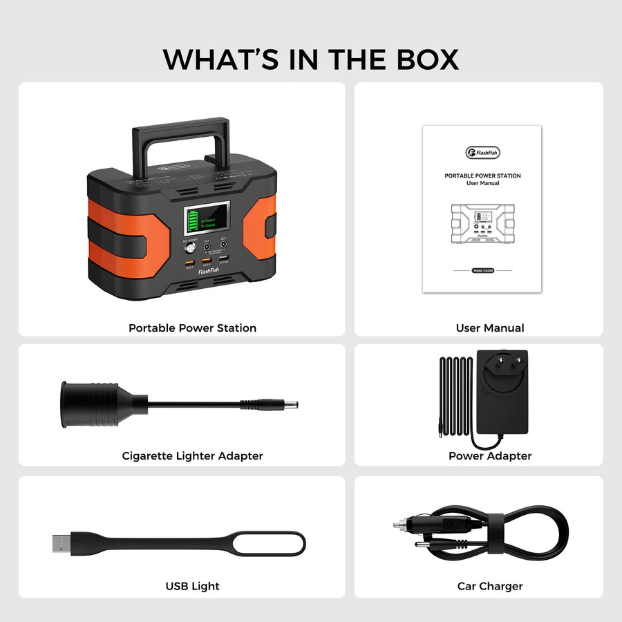 FF FLASHFISH Tragbare Powerstation mit Solarpanel, 166Wh Solargenerator mit 200W Leistung und AC/USB/DC-Ausgängen für Camping und Notfälle - Bild 5