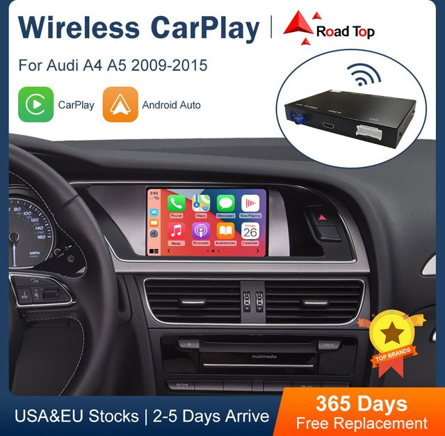 Road Top Wireless CarPlay und Android Auto Interface für Audi A4 S4 B8 A5 S5 Q5 2009-2015 mit AirPlay Mirror Link in Schwarz - Bild 1