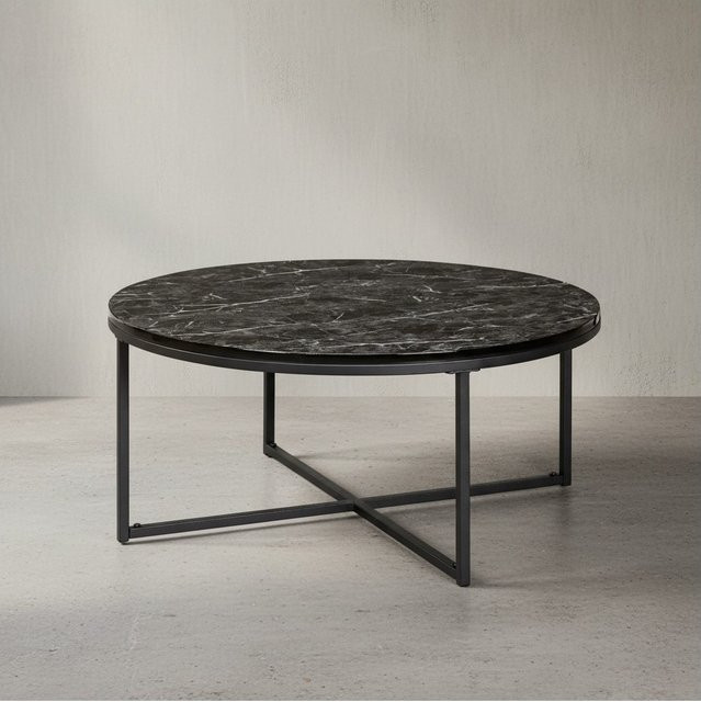 KADIMA DESIGN Couchtisch in Marmor-Optik Schwarz, rund, B: 80 cm, H: 35 cm - Bild 1