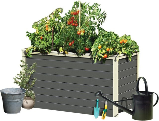 Karibu Hochbeet aus Massivholz Nordische Fichte in Terragrau B: 128 cm, H: 85 cm, T: 82 cm - Bild 2