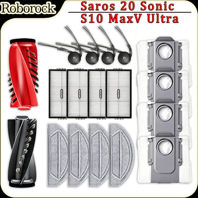 Roborock Saro 20 Sonic/S10 MaxV Ultra Roboterstaubsauger Zubehörset in Multicolour mit Hauptbürste, Filtern, Wischpads, Seitenbürsten und Staubbeuteln - Bild 1