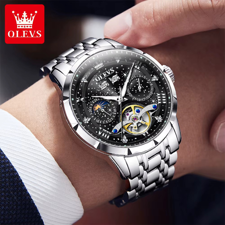 OLEVS Armbanduhr Automatik, Edelstahl, Mondphase, Herren - Bild 4