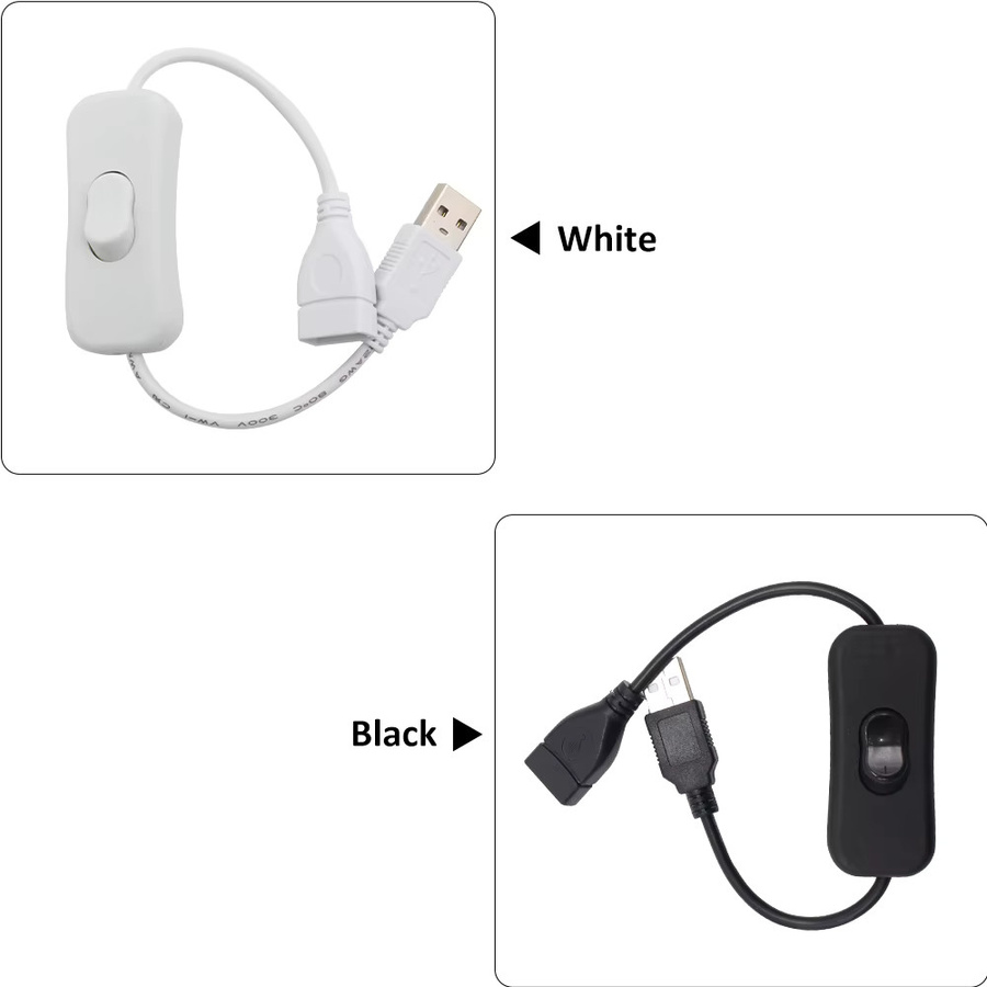 WeeTisa USB-Verlängerungskabel mit Ein-/Ausschalter, Stecker auf Buchse, Farbe: Weiß, Länge: 28 cm - Bild 2