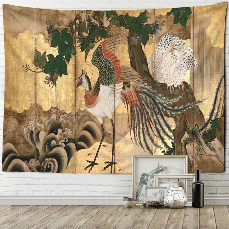 Super Six Wandtuch mit Dinosaurier-Motiv im Bohemian Retro Stil, mehrfarbig, B: 95 cm, H: 70 cm - Bild 1