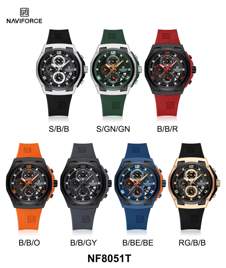NAVIFORCE Armbanduhr Chronograph, Quarz, Blau, Edelstahl, Silikon, Herren - Bild 3