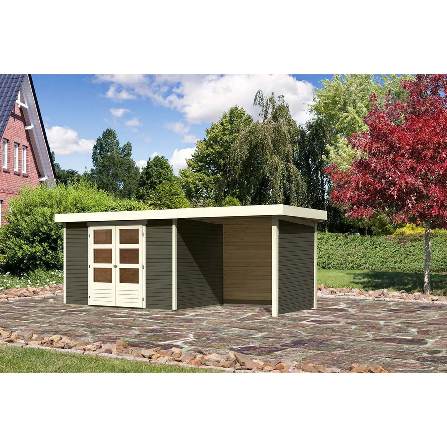 Karibu Holz-Gartenhaus Boras in Terragrau mit Flachdach und modernem Design, B/T/H: 298 x 213 x 211 cm - Bild 2