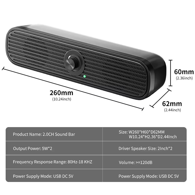 AyeBeau 2.1 USB-Soundbar mit Subwoofer in Schwarz für Computer, TV, PC und Laptop - Bild 6