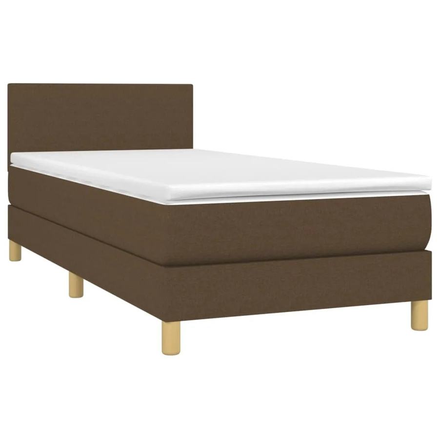 vidaXL Boxspringbett Hybrid mit Matratze und LED-Unterbettbeleuchtung Dunkelbraun B: 80 cm, T: 203 cm, H: 78 cm - Bild 2
