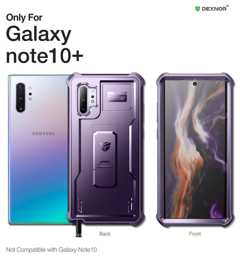Samsung Galaxy Note10 Plus Schutzhülle mit militärischer Rüstung und integriertem Displayschutz in Blau und Lila - Bild 6