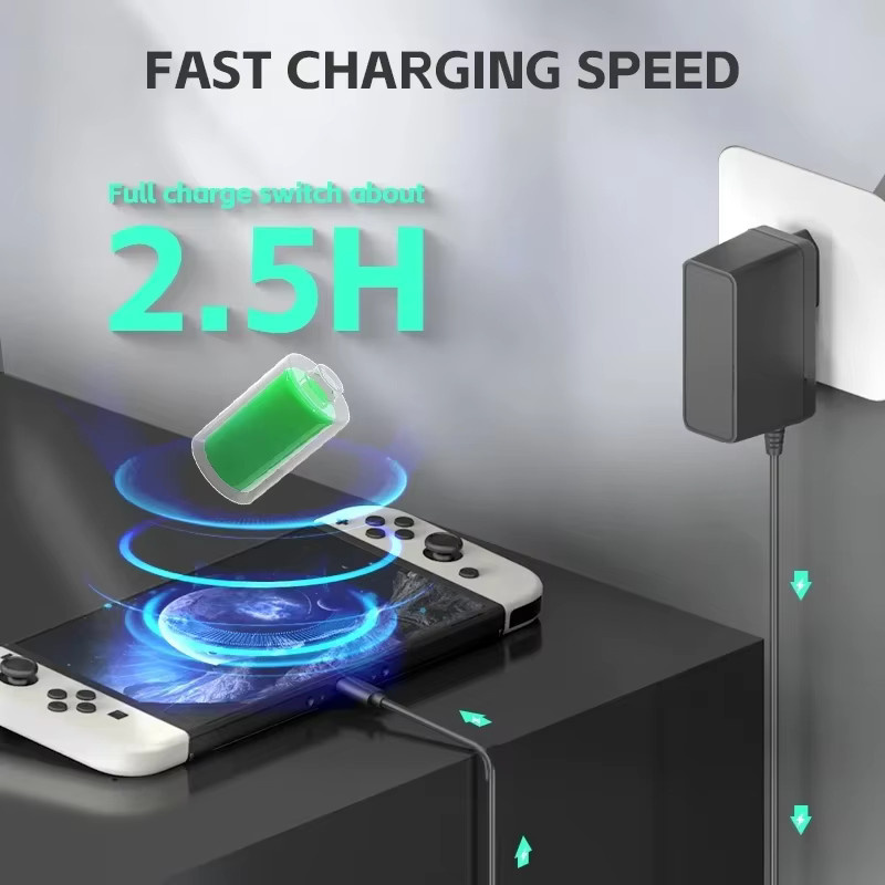 USB-C Netzteil AC Adapter Ladegerät für Nintendo Switch, OLED und Lite in Schwarz - Bild 2