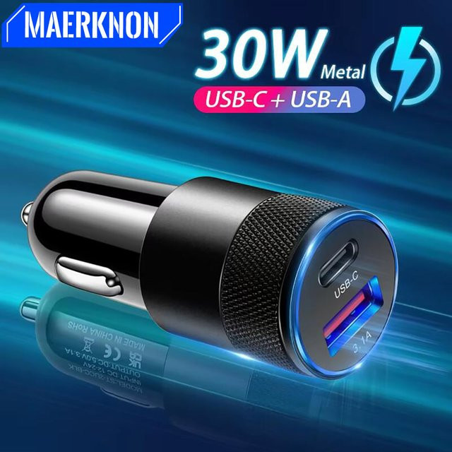 30W Mini USB-C Auto Ladegerät mit PD Schnellladung, Power Adapter für iPhone, Samsung, Xiaomi und Huawei, Farbe: Schwarz - Bild 1