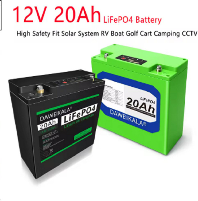 DAWEIKALA 12V 20Ah LiFePO4 Deep-Cycle-Akku mit 20A BMS in Schwarz für Solar- und Windkraftsysteme, Camping und Aufsitzspielzeug - Bild 1