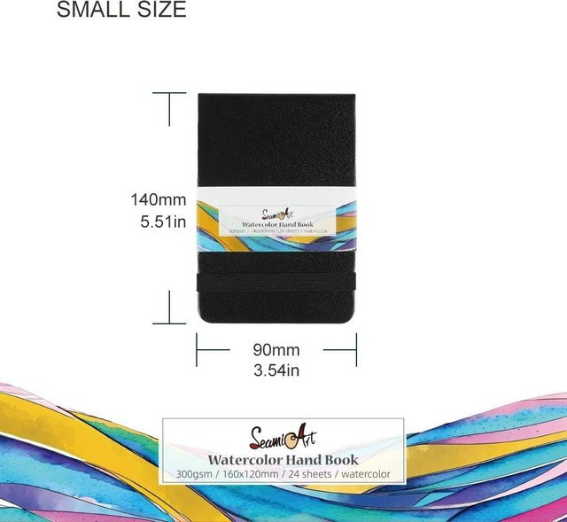 NATAWA Skizzenbuch und Zeichenheft aus Leder in Schwarz mit 24 Blatt 300 g/m² Papier für Aquarellzeichnungen und Schüler - Bild 1