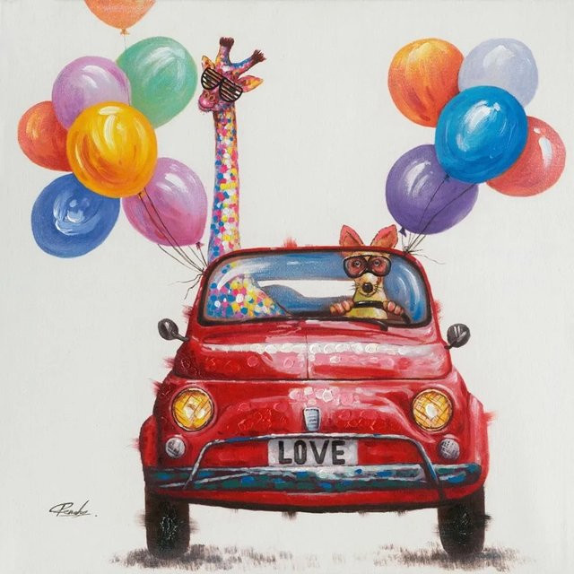 Art Universe Leinwandbild Tiere im Liebesurlaub, modern, mehrfarbig, B/T/H: 70 x 70 x 1 cm - Bild 1